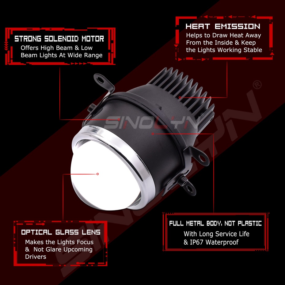Inolyn Đèn led Chiếu Sương Mù 2.5 / 3.0 inch Chống Thấm Nước 3000k 6000k Dành Cho Xe Hơi / Xe Máy
