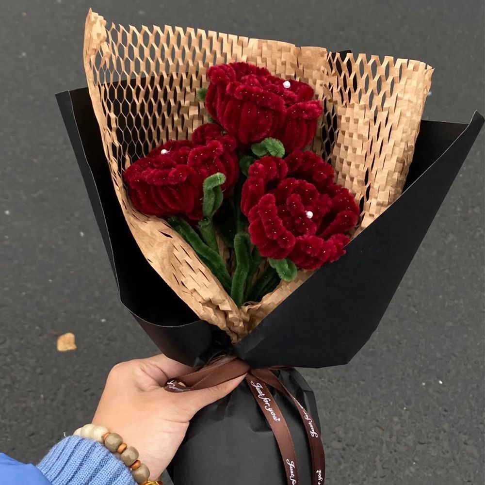 Jh Hàng Có Sẵn Bó Hoa Hồng Đan Len Thủ Công diy Làm Quà Tặng Sinh Nhật Cho Bạn Gái