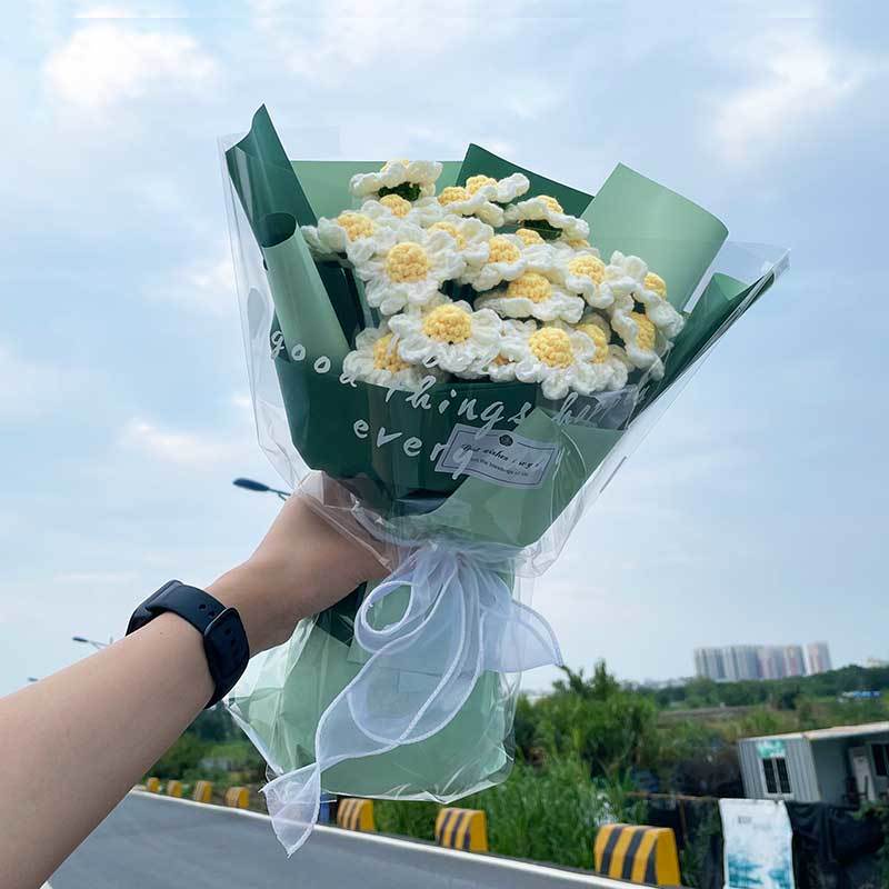 Jh Hàng Có Sẵn Bó Hoa Len Dệt Thủ Công diy Làm Quà Tặng Sinh Nhật Cho Bạn Gái Bó Hoa Cúc Gi an Len Th Cng Xinh Xn Cho N