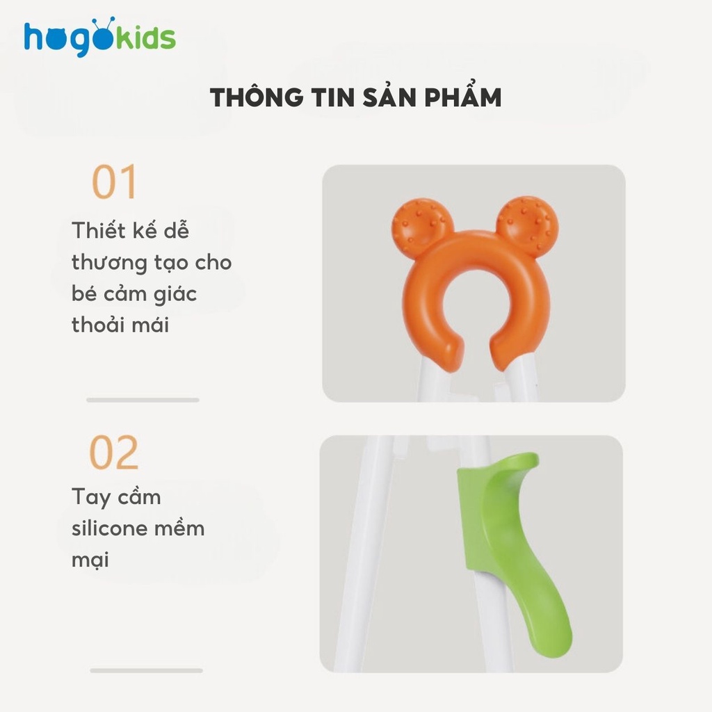 Đũa Tập Ăn Có Trợ Lực Hogokids Cho Bé Dùng Được Cả Tay Trái Và Tay Phải, Giúp Bé Gắp Thức Ăn Dễ Dàng, Kèm Hộp Đựng