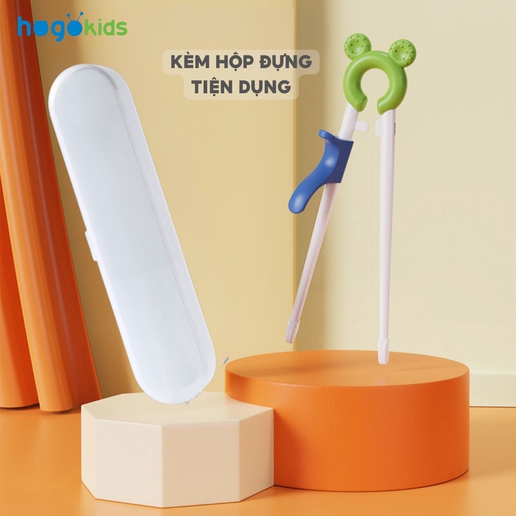 Đũa Tập Ăn Có Trợ Lực Hogokids Cho Bé Dùng Được Cả Tay Trái Và Tay Phải, Giúp Bé Gắp Thức Ăn Dễ Dàng, Kèm Hộp Đựng