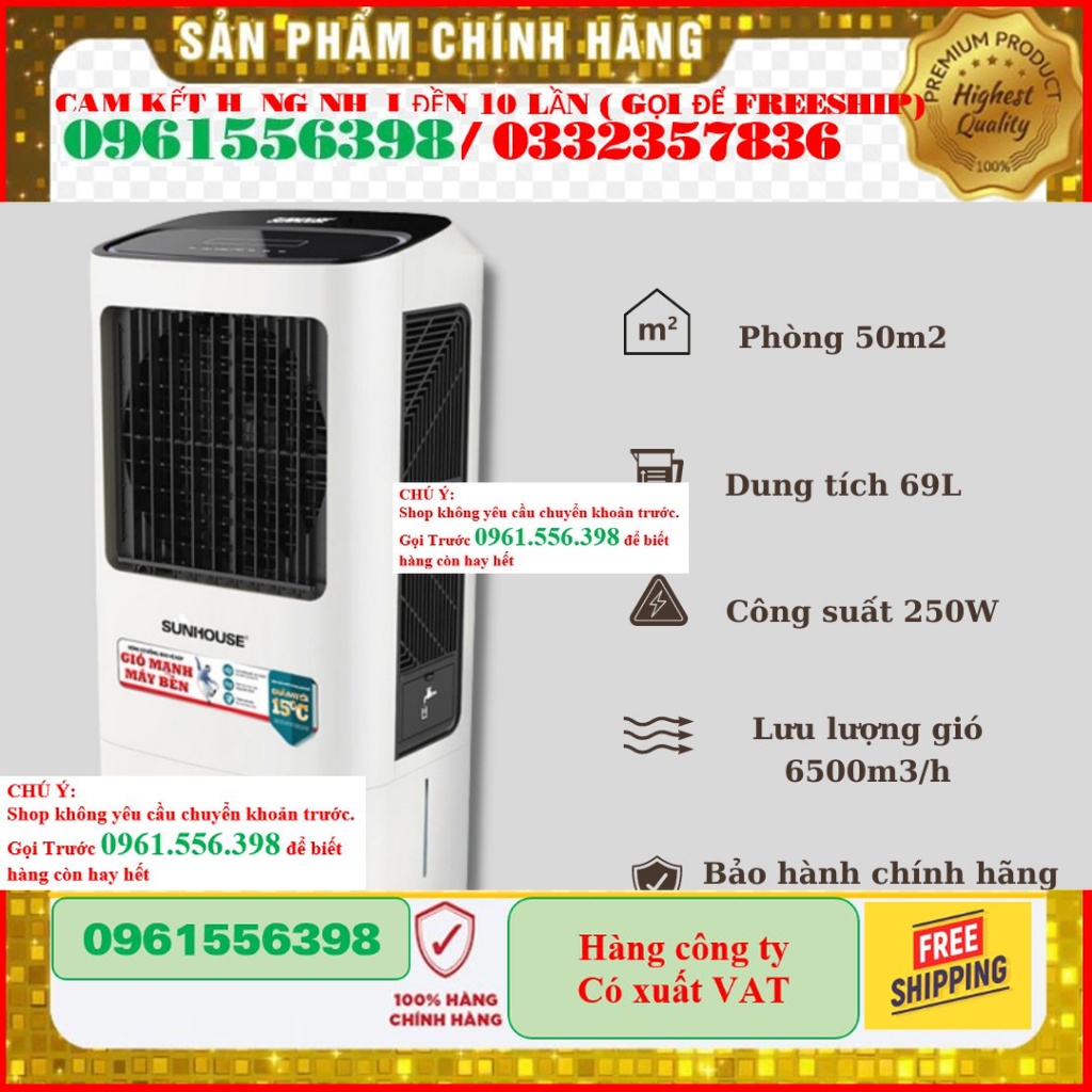 [New 100%]  Quạt công nghiệp hơi nước sunhouse SHD7768/7768W 250W 69L , Quạt hơi nước công nghiệp sunhouse