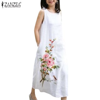 Zanzea Đầm Nữ Cộc Tay Cổ Tròn Thời Trang Hàn
