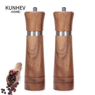 Kunhev dụng cụ xay tiêu muối bằng gỗ trơn có thể điều chỉnh