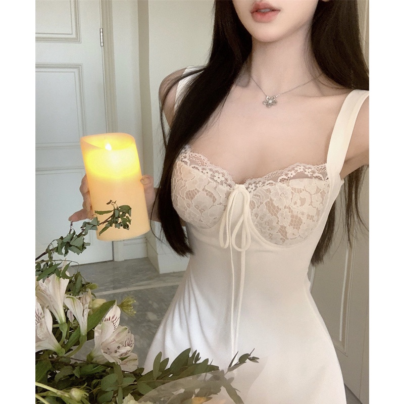 Mới Đầm Hai Dây Phối Ren Quyến Rũ Hợp Thời Trang Cho Nữ