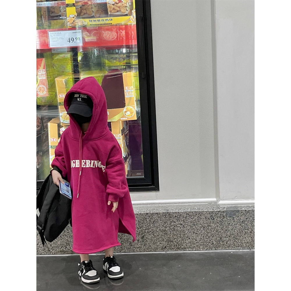 Dễ Thương Đầm Dài Tay Có Mũ Trùm Thời Trang Mùa Thu Đông Hàn Quốc Dành Cho Bé Gái