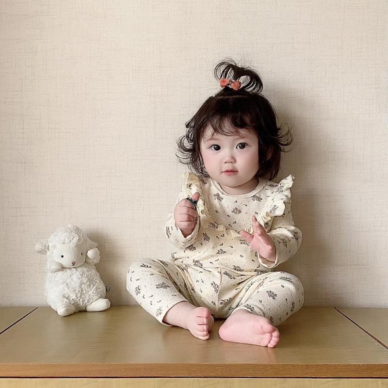 Bộ Đồ Ngủ Hai Mảnh Áo Tay Dài Và Quần Dài In Hoa Dành Cho Bé Gái Mẫu Mới 2023