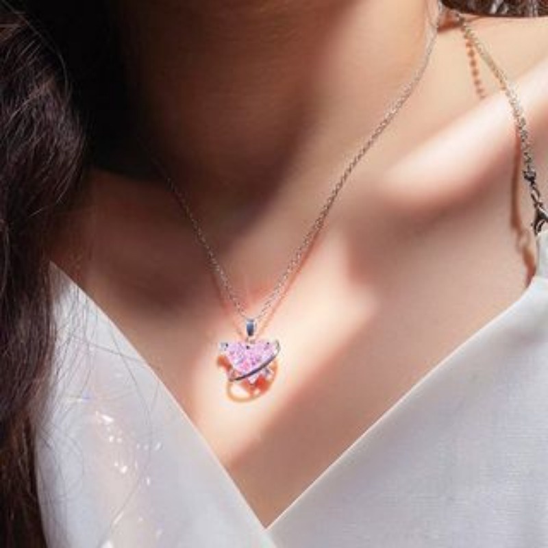 Ngọt Ngào Vòng cổ Mặt Hình Hành Tinh / Trái Tim / Cánh Bướm Đính Đá zircon Màu Hồng Ngọt Ngào / Mặt Vòng cổ Pha Lê Nhẹ Nhàng Sang Trọng Quý Phái Cho Nữ Giới