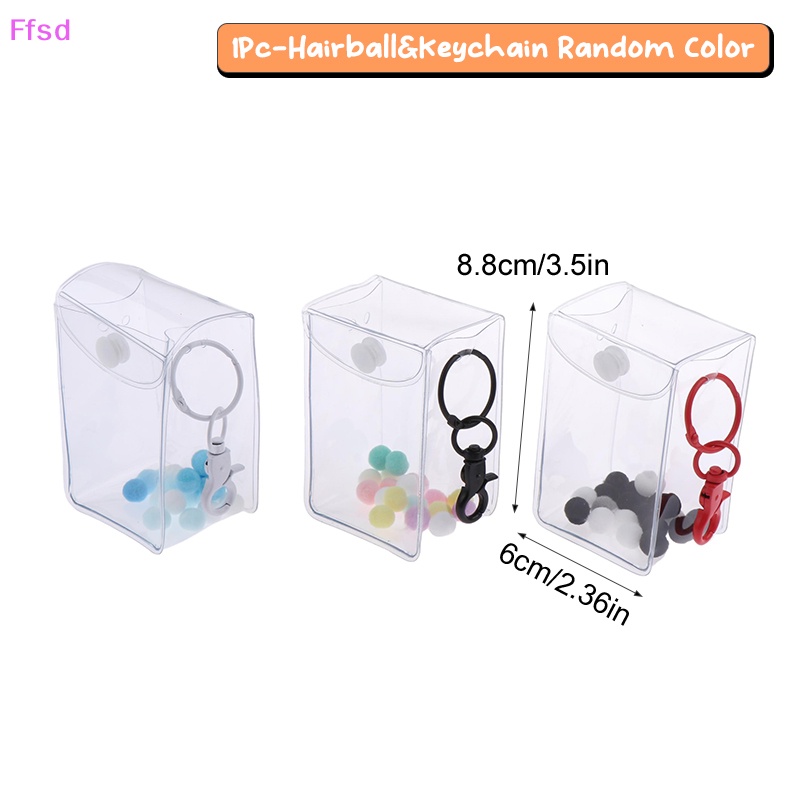 1 Bộ Túi Đựng Tiền Xu / Tai Nghe / Móc Khóa mini Trong Suốt Hình Búp Bê anime Kèm Quả Bông