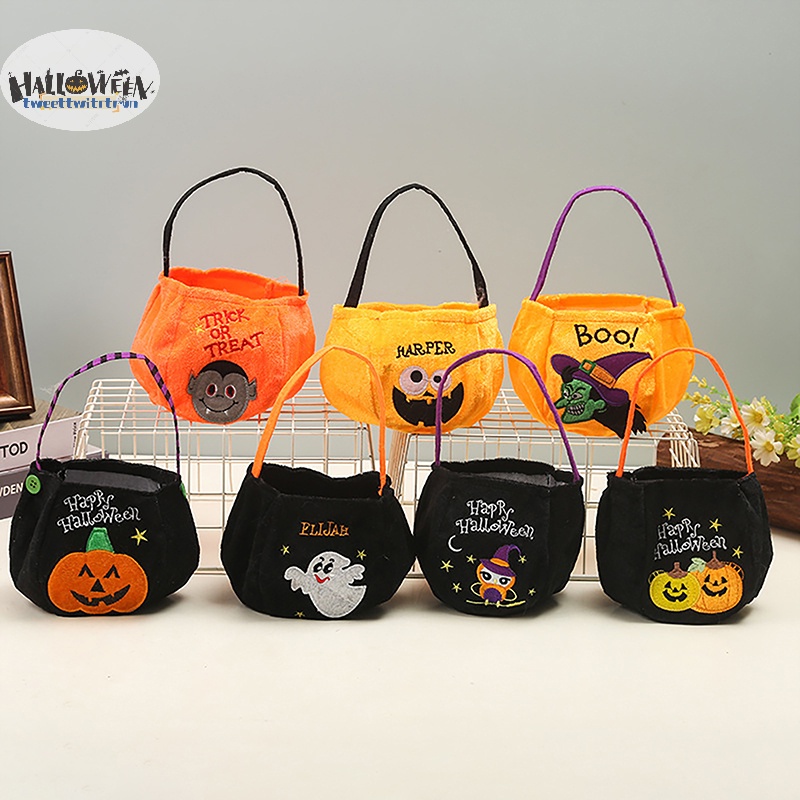 Túi Đựng Kẹo halloween 2023 Hình Bí Ngô / Mèo Đen / Phù Thủy Cho Bé