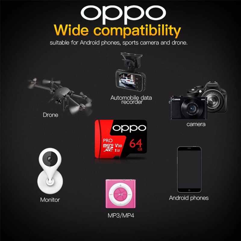 Oppo Thẻ Nhớ micro sd u3 v30 sdhc / sdxc tf 32gb 64gb 256gb 128gb 256gb 512gb 1tb