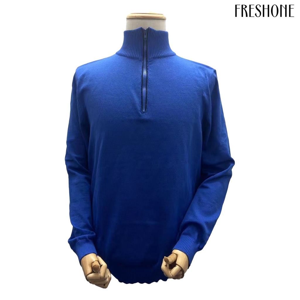 Áo sweater Dệt Kim Tay Dài Cổ Cao Vừa Mềm Mại Co Giãn Màu Trơn Phối Khóa Kéo Thời Trang Thu Đông Ấm Áp Cho Nam