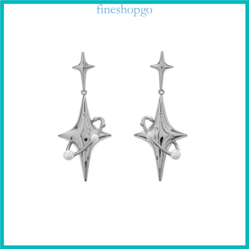 Bông Tai Dáng Dài Hình Ngôi Sao Đính Ngọc Trai Pha Lê Thời Trang Đơn Giản