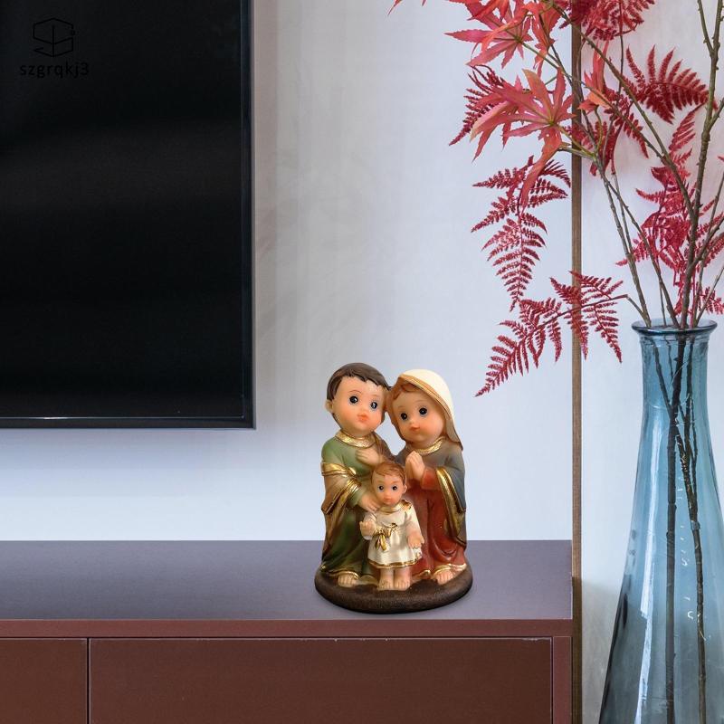 Tượng Nhựa resin Hình Tượng Gia Đình mary Steven Để Bàn Văn Phòng