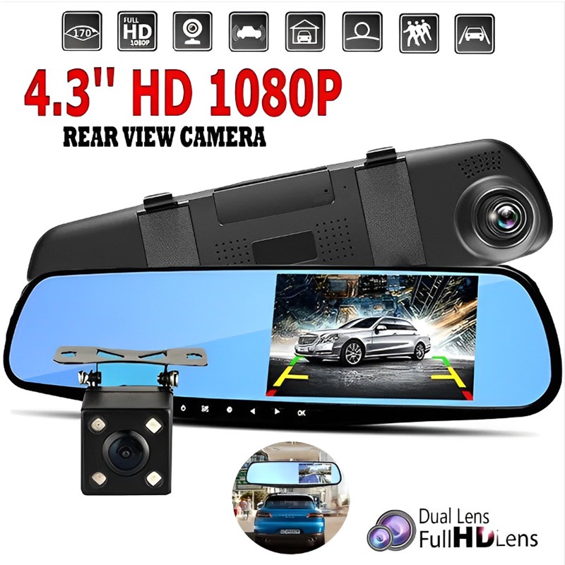 Gương Chiếu Hậu Hai Ống Kính 1080p dvr hd Góc 170 Độ Cho Mọi Model vhfr