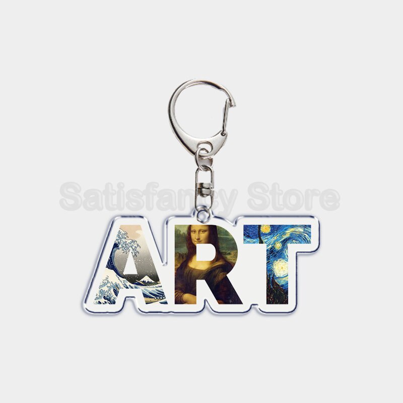 Móc khóa Vincent Van Gogh Oil Painting Tranh Sơn Dầu Đêm Đầy Sao Hoa Hướng Dương Móc Khóa Phụ Kiện Dễ Thương