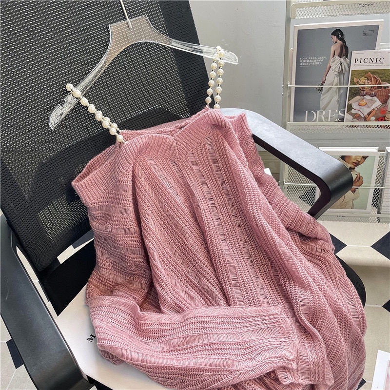 Áo sweater Chui Đầu Dáng Rộng Trong Suốt Thoải Mái Thời Trang Xuân Hè 2023