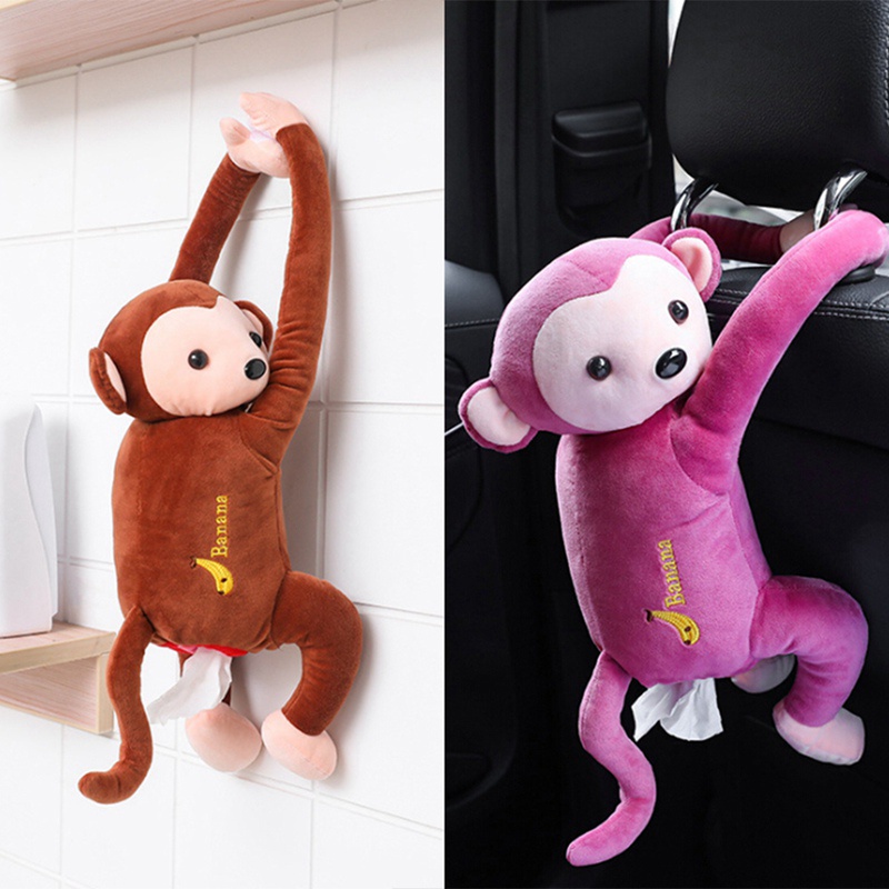 Hộp Đựng Khăn Giấy Rút Hình Khỉ Pppi Sáng Tạo Treo Sau Ghế Xe Hơi Dễ Thương
