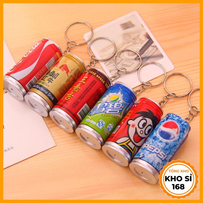 Bút bi thiết kế độc đáo hình lon nước ngọt coca, pepsi, bò húc kèm móc khóa tiện lợi ,shop 10k