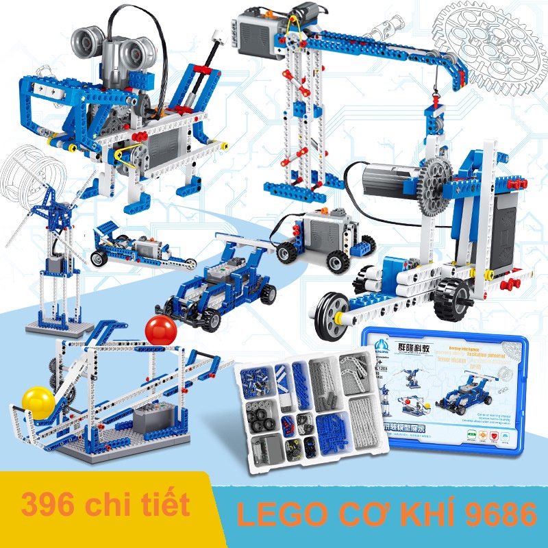 Đồ chơi lắp ráp kĩ sư cơ khí 9686 Có sách In màu full thùng Chuẩn format Đan Mạch 396PCS dòng education có bảo hành