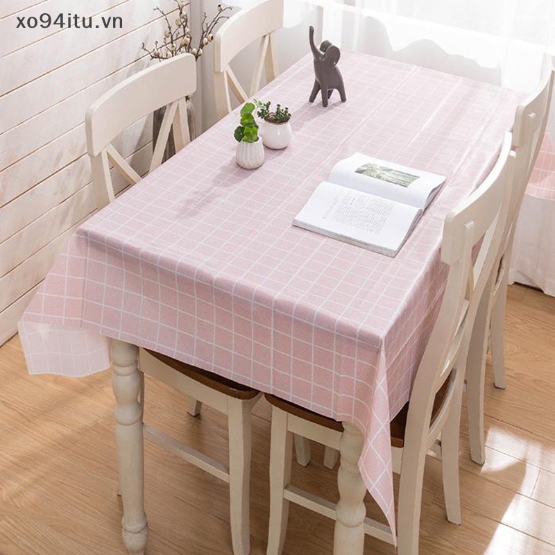 Khăn Trải Bàn Bằng peva Chống Nước Chống Dầu Họa Tiết Sọc Caro 137x90cm