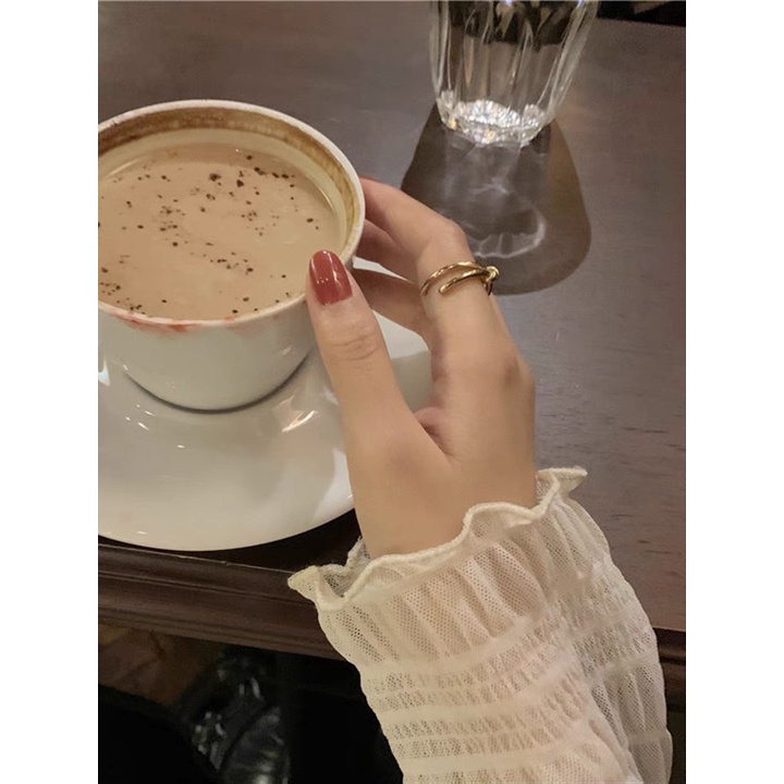 「Nonfatgirl」Phong Cách Hàn Quốc Ngọt Ngào 3 Màu!!Áo Sơ Mi Ren Sáp Mềm Mại Phong Cách Châu Âu Thu Đông Cho Nữ