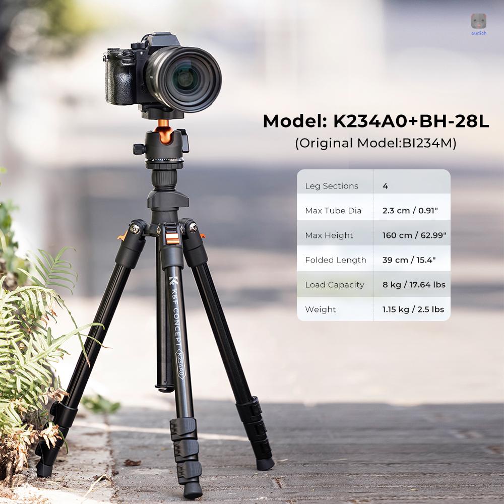 Giá Đỡ Ba Chân Bằng Hợp Kim Nhôm 160cm / 62.99 max. k & f Cho camera Hành Trình Chân Máy Ảnh tripod 8kg / 17.64lbs Góc Thấp Có Túi Đựng Cho Máy Ảnh dslr 8kg / 17.64lbs