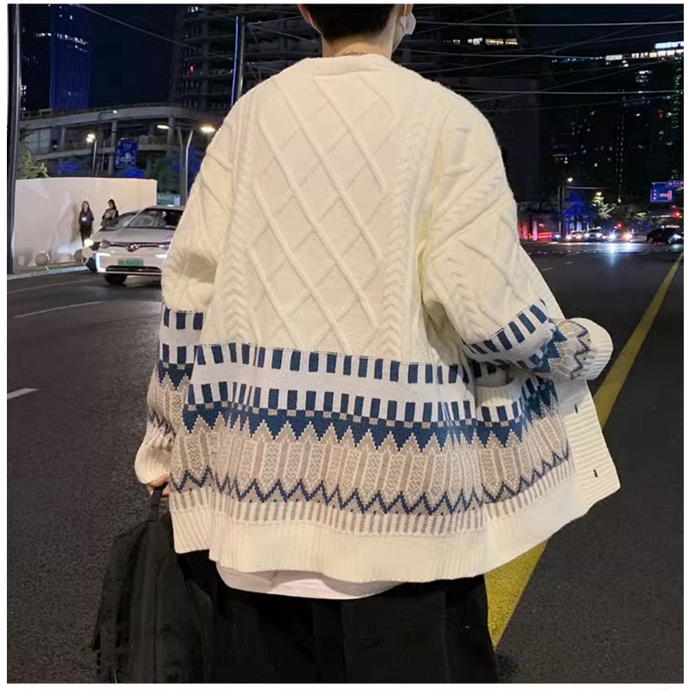 Áo sweater Cao Cấp Phong Cách Đường Phố Hồng Kông Mỹ Thời Trang Thu Đông Cho Nam