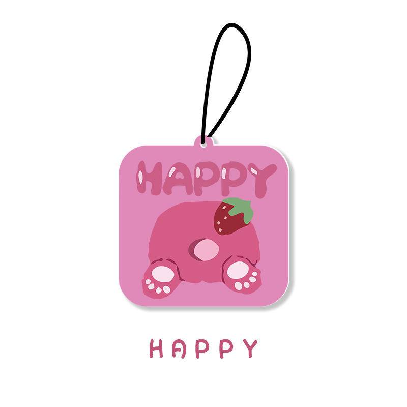 Miếng Sáp Thơm Khử Mùi Mùi Dâu Tây Treo Gương Hậu Xe Hơi, Tủ Quần Áo, Nhà Vệ Sinh Hình Gấu Dâu Losto Chất Lượng Cao