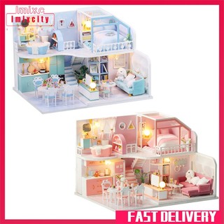 Imixcity mô hình ngôi nhà búp bê mini tự lắp ráp thủ công diy