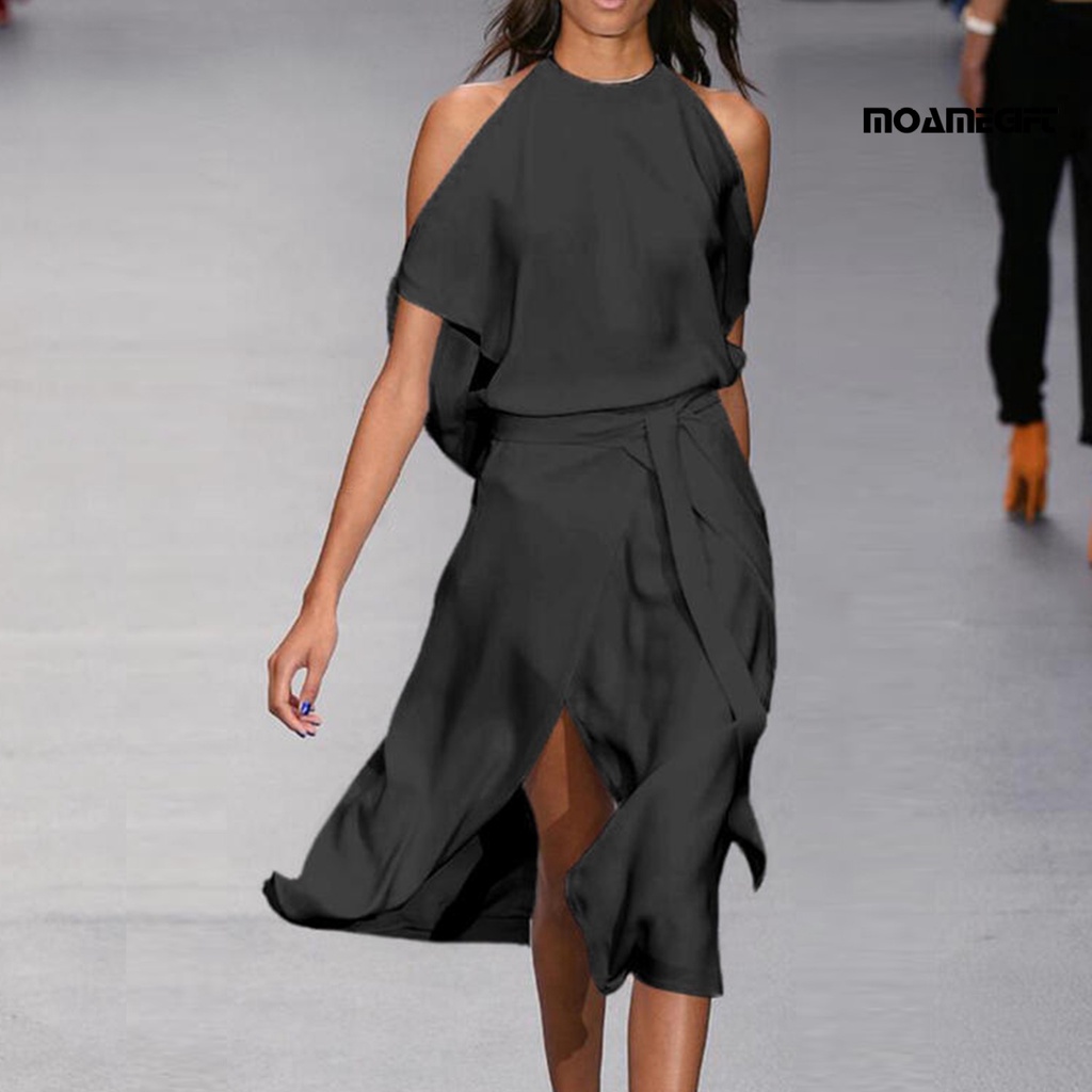 Đầm Dài Dáng Rộng Hở Vai Thanh Lịch Đơn Giản Dành Cho Nữ