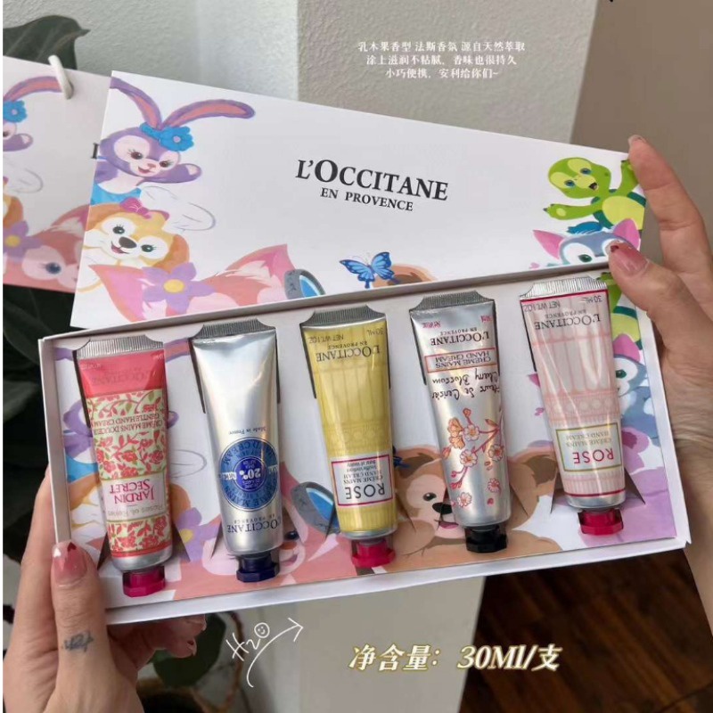 France L 'Occitane disney Hộp Quà Tặng 5 Gói Kem Dưỡng Da Tay Phiên Bản Giới Hạn 30ml * 5 Gói Hoa Anh Đào / Hoa Hồng