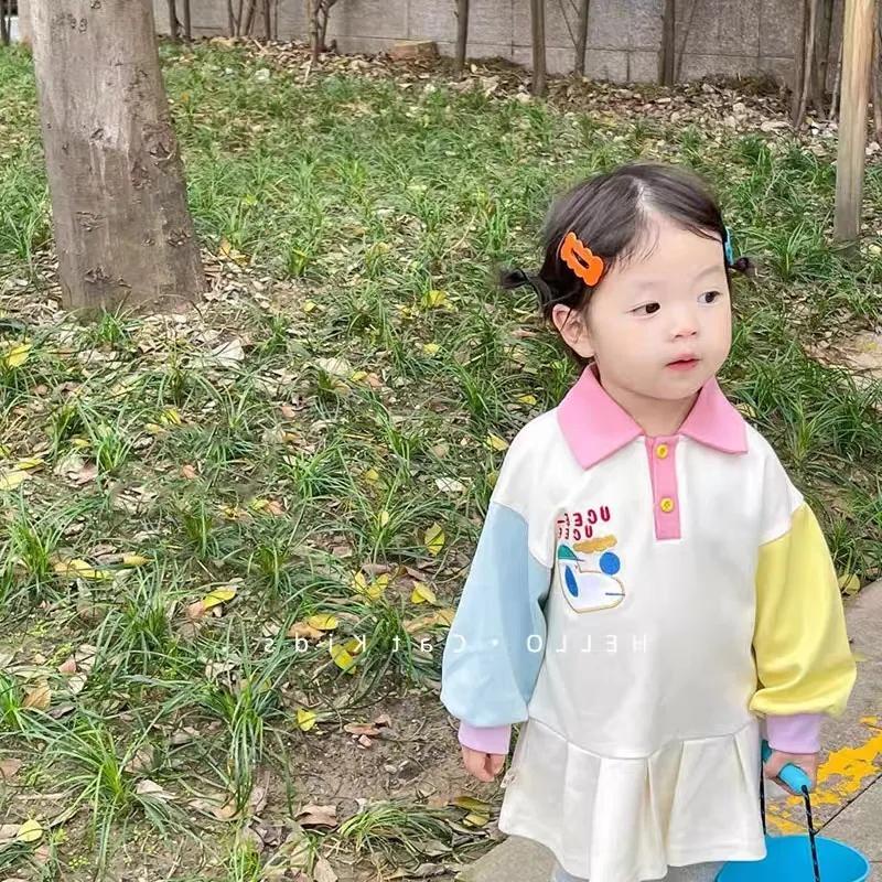 Áo Thun polo Phối Màu Tương Phản Phong Cách Hàn Quốc Thời Trang Xuân Thu Mới Cho Bé Gái