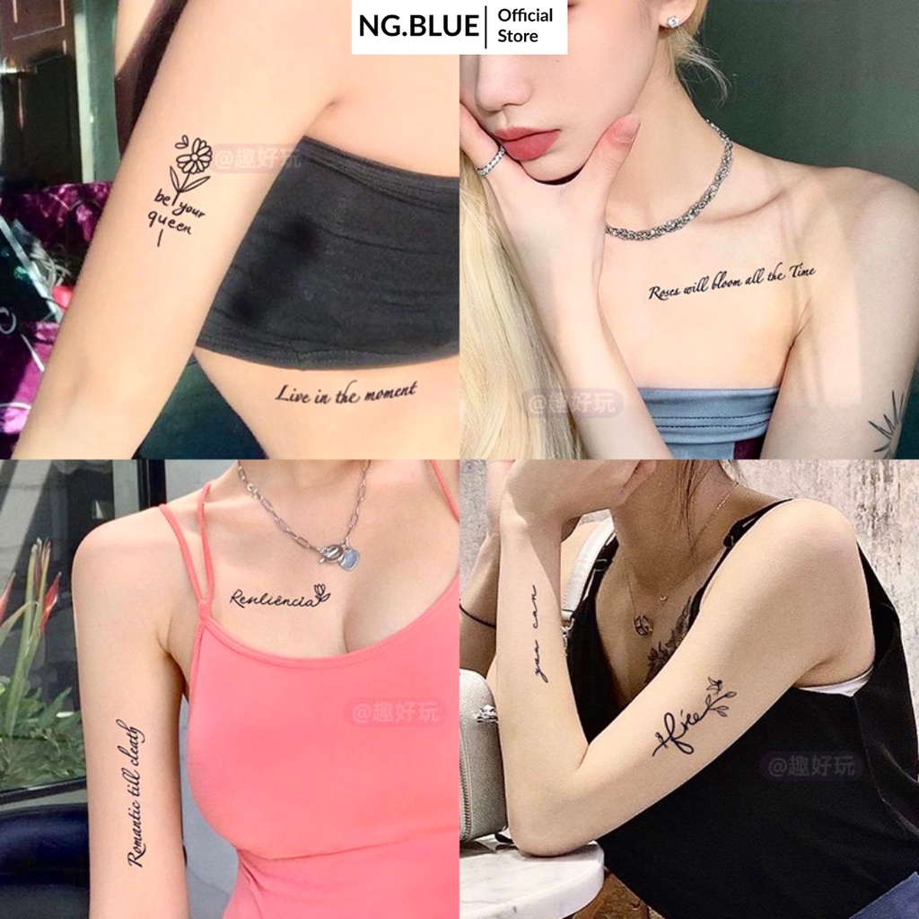 Hình xăm dán giả tạm thời chữ tiếng anh theo yêu cầu tatoo 10 -15 ngày đẹp lâu trôi chống nước ý nghĩa nam nữ