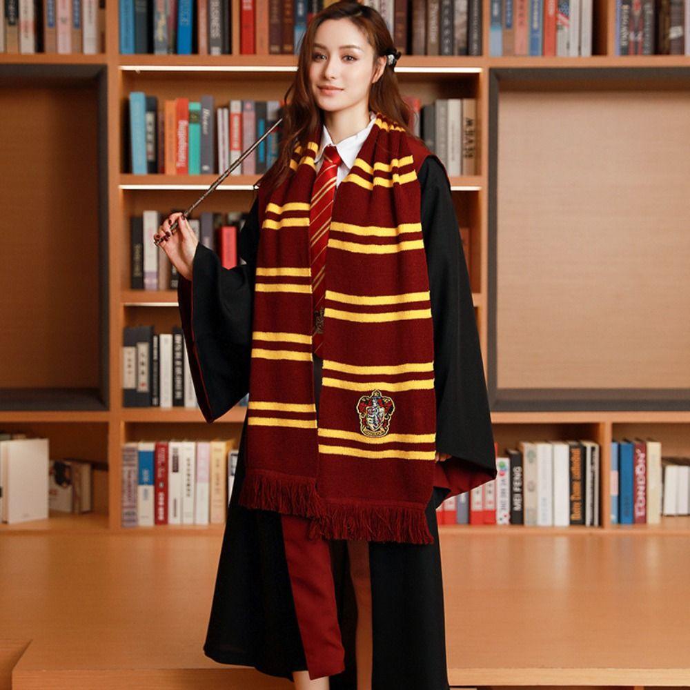 Mkeb Khăn Choàng Cổ harry Potter Vải cashmere Dày Thêu Sọc Phối Tua Rua Thời Trang Thu Đông