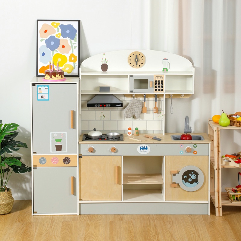 Đồ chơi nhà bếp bằng gỗ Đồ chơi nhà bếp mô phỏng đồ dùng nhà bếp bằng gỗ dành cho trẻ em Bộ đồ chơi nhà bếp