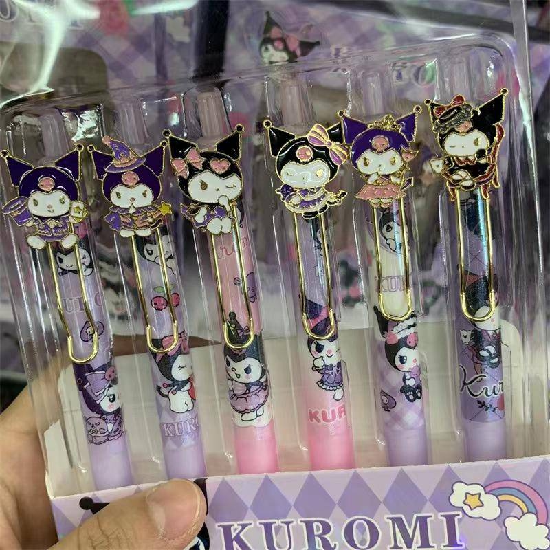 Set 6 Bút Mực gel Ngòi 0.5mm Bằng Hợp Kim Nhôm Hình sanrio Dễ Thương Làm Quà Tặng Cho Học Sinh