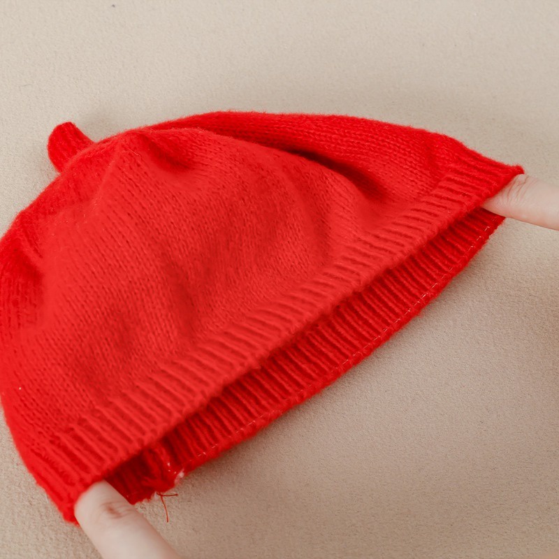 Dễ Thương Mũ Nồi Dệt Kim Mềm Mại Màu Trơn Thời Trang Thu Đông vintage Cho Bé Gái