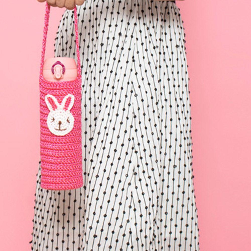 Túi Đựng Bình Nước 800-1000ml Bằng Len Họa Tiết Hoạt Hình Dễ Thương Kèm Dây Đeo Tiện Dụng