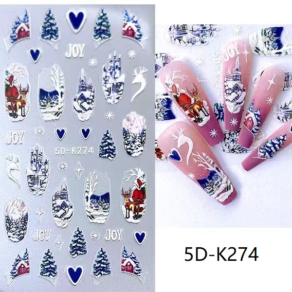 Miếng Dán Trang Trí Móng Tay 5d Hình Gấu / Chim Cánh Cụt / Chanh / Cây Chanh / Tuyết Kiểu Giáng Sinh Năm Mới gl5dk-2