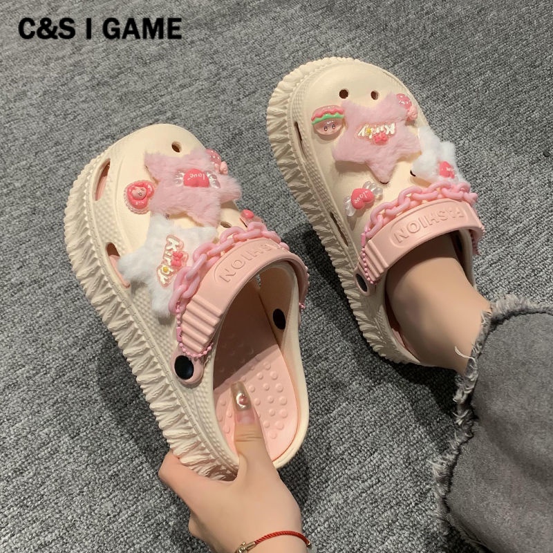 C＆S  dép cross đế cao 6cm Dép sandal nữ dép đi biển Phong cách đơn giản Đi biển Kiểu dáng độc đáo Đa màu sắc FBT2392W6U38Z230921
