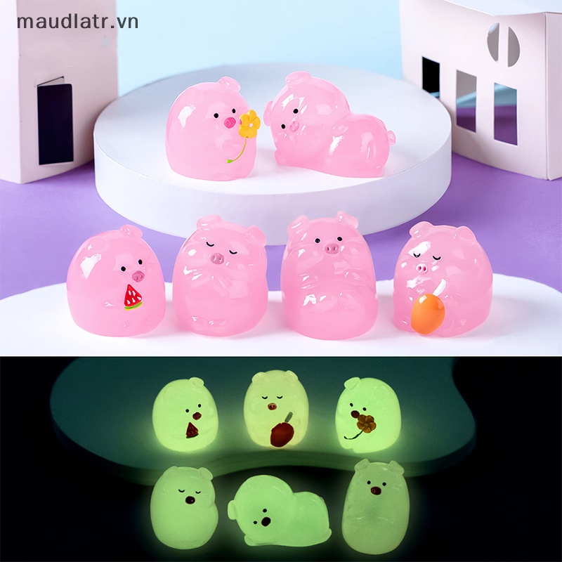 Mm Đồ trang trí Chú Heo Hồng mini Màu Dạ Quang Bằng Nhựa resin Thủ Công Trang Trí Tiểu Cảnh vn