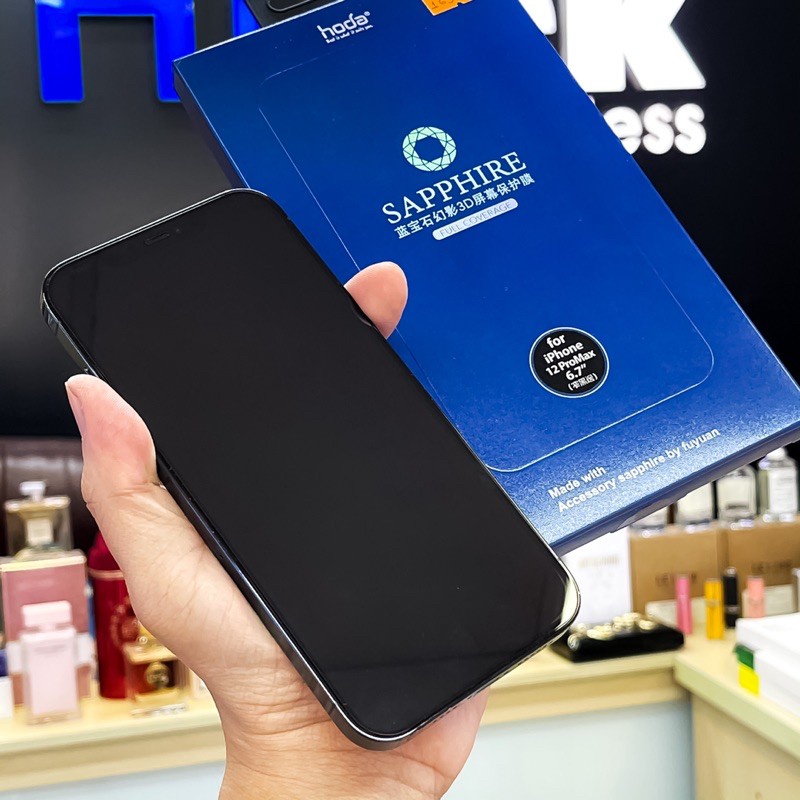 KÍNH CƯỜNG LỰC HODA Sapphire nguyên khối kèm khung trợ dán IPhone 15 Pro/IPhone 15 Pro Max/IP14 Promax /14 Pro