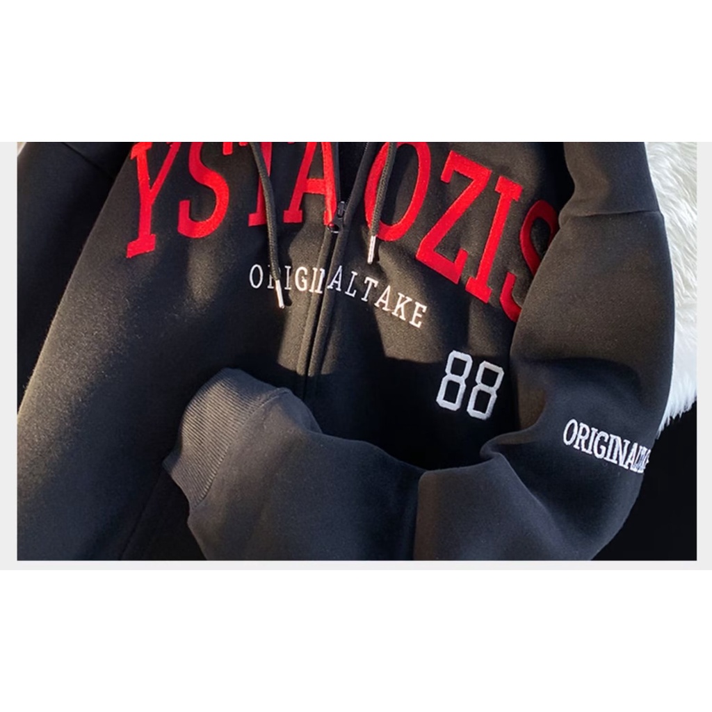Áo hoodie Dáng Rộng Có Khóa Kéo plus size m-8xl Phong Cách Hàn Quốc Cho Nam Giới