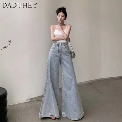 Quần dài DADUHEY size lớn ống rộng thoải mái cạp cao thời trang retro đường phố cao cấp kiểu Mỹ