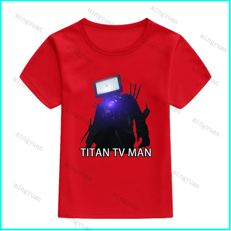 Áo Thun Tay Ngắn In Hình Mingyuan Titan TV MAN SKIBIDI TOILET Cho Thanh Thiếu Niên