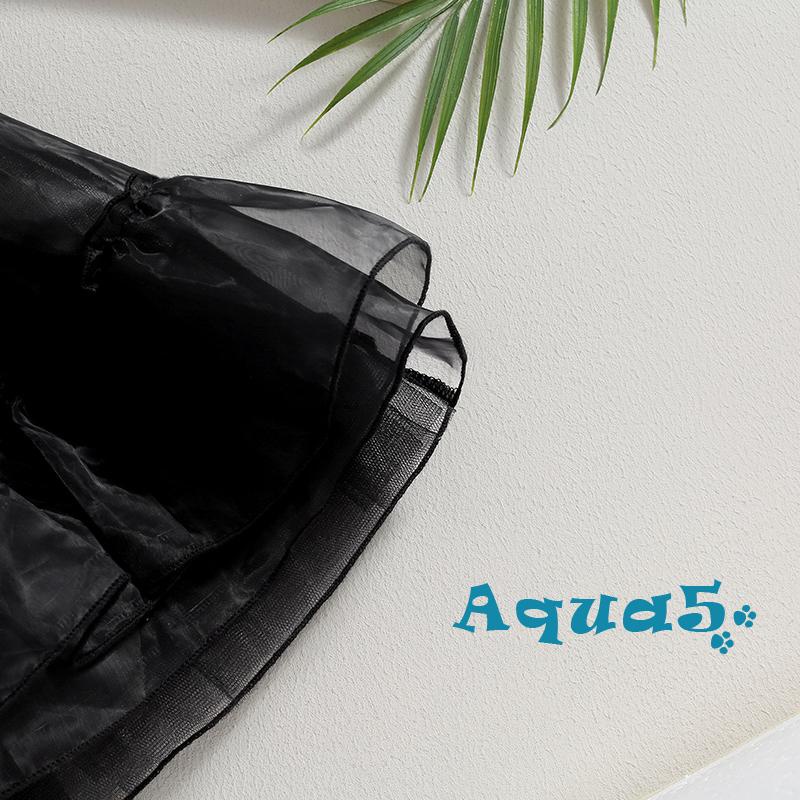 Aqua-đầm Xòe Chữ a Màu Đen Cổ Bẻ Tay Phồng Hóa Trang halloween Cho Bé Gái