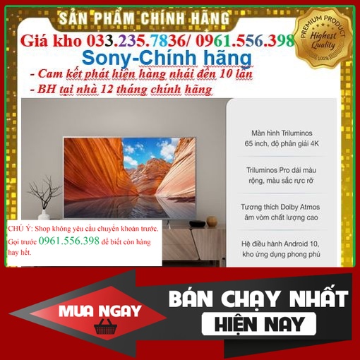 'New' Smart Tivi Sony 65 Inch 4K XR-65X95J &lt; Chính hãng BH:24 tháng tại nhà toàn quốc&gt; - Mới 100%