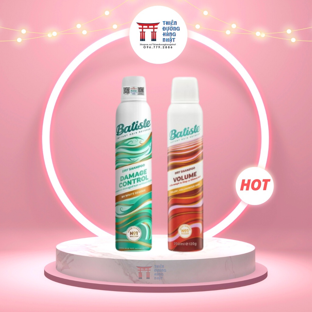 Dầu Gội Khô Batiste Dry Shampoo 200ml giúp tóc bồng bềnh, giảm ngứa và bết dính