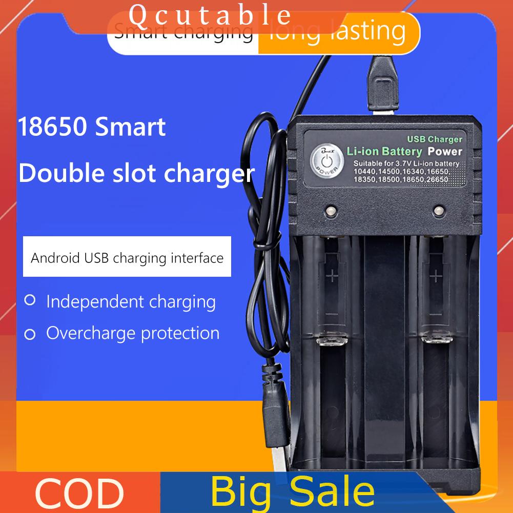 Bộ Sạc Pin Nhanh 2 Ngăn 3.7v 1a / 2a Cho 18650 10440 14500Vn